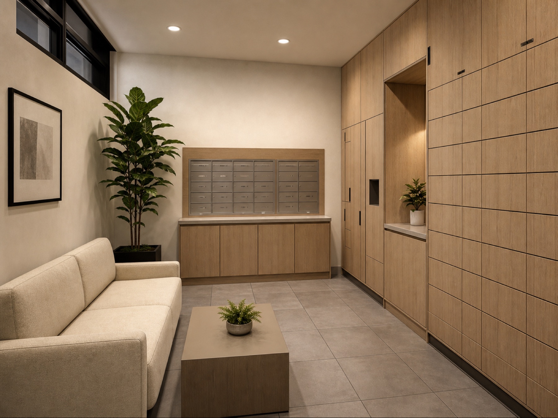 Mail and package room rendering at 1165 WEST
