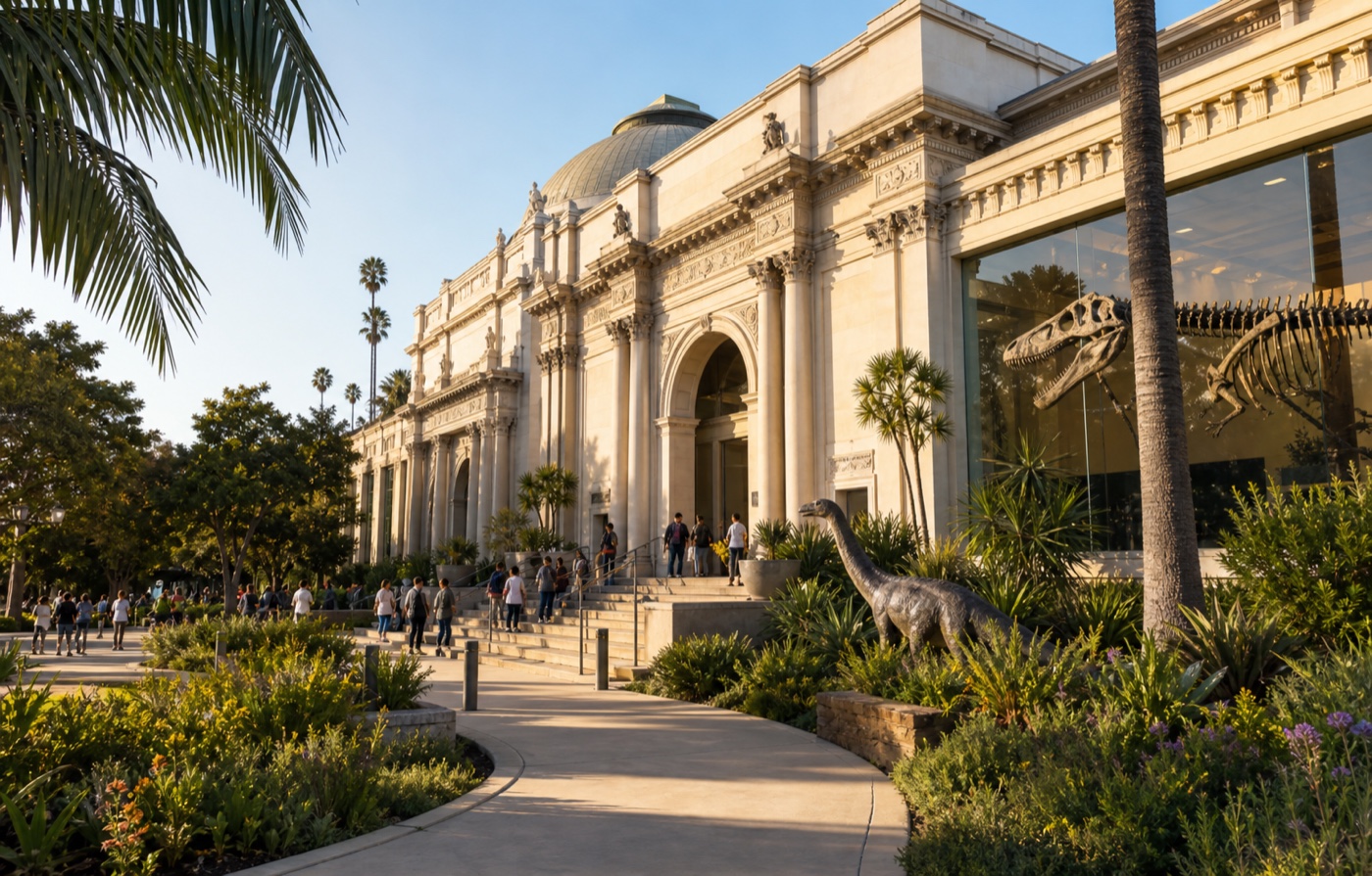 Natural history museum and gardens near Exposition Park