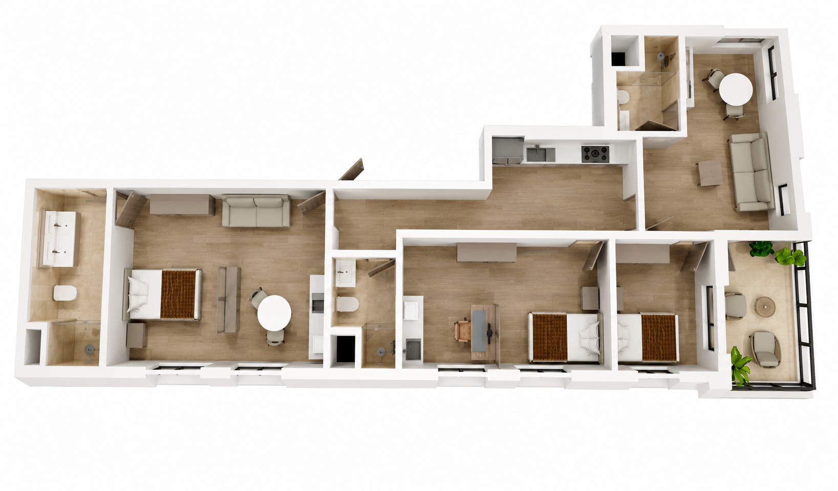 Unit 302 bird's-eye floor plan at 1165 WEST