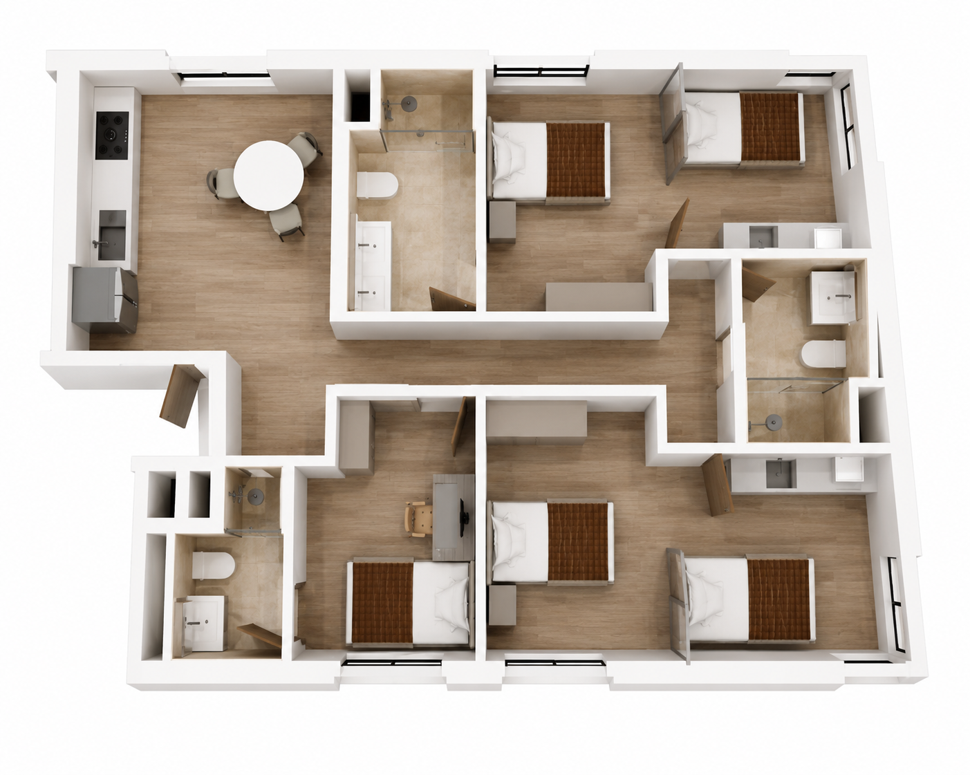 Unit 401 bird's-eye floor plan at 1165 WEST